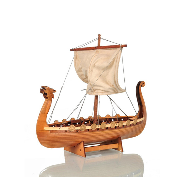 10" Natural Solid Wood Hand Painted Decorative Boat 401869 By Homeroots