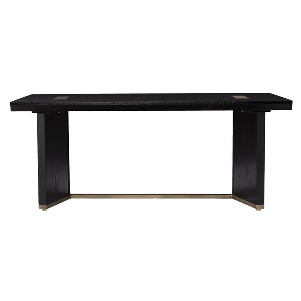 48" Black Solid Manufactured Wood And Metal Rectangular Coffee Table 402132 By Homeroots