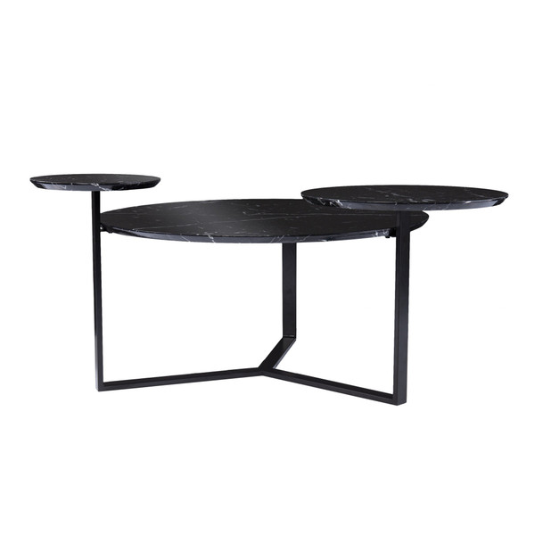 43" Black Solid Manufactured Wood And Metal Free Form Coffee Table 402144 By Homeroots