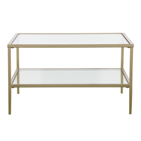 32" Gold Glass And Metal Square Coffee Table 402153 By Homeroots