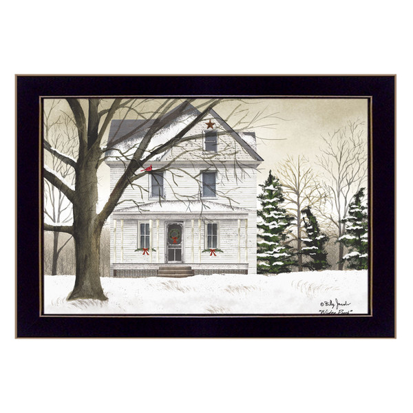 Winter Porch Black Framed Print Wall Art 404504 By Homeroots