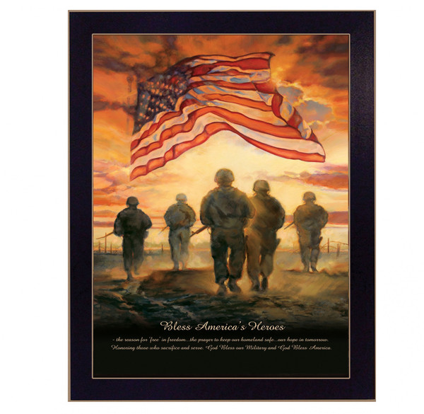 Bless Americas Heroes Black Framed Print Wall Art 404820 By Homeroots