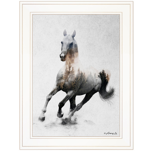 Galloping Stallion 1 White Framed Print Wall Art 405086 By Homeroots