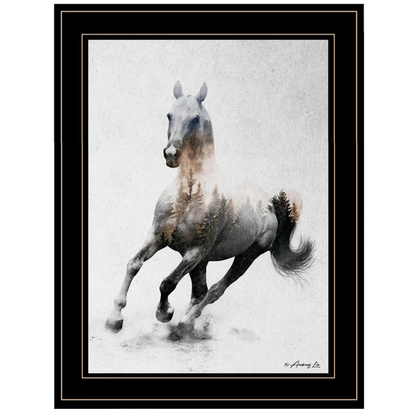 Galloping Stallion 2 Black Framed Print Wall Art 405087 By Homeroots