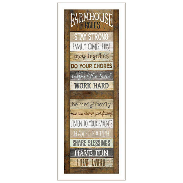 Farmhouse Rules 2 White Framed Print Wall Art 406528 By Homeroots
