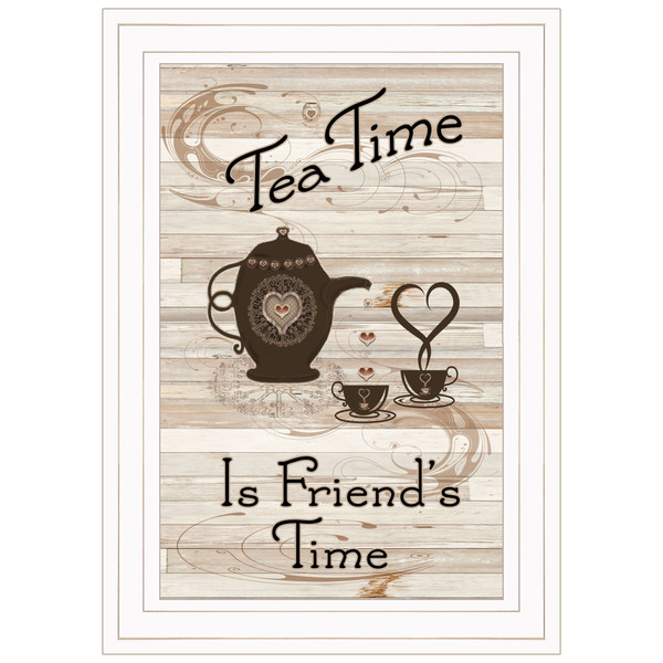 Tea Time Is Friends Time 1 White Framed Print Wall Art 406571 By Homeroots