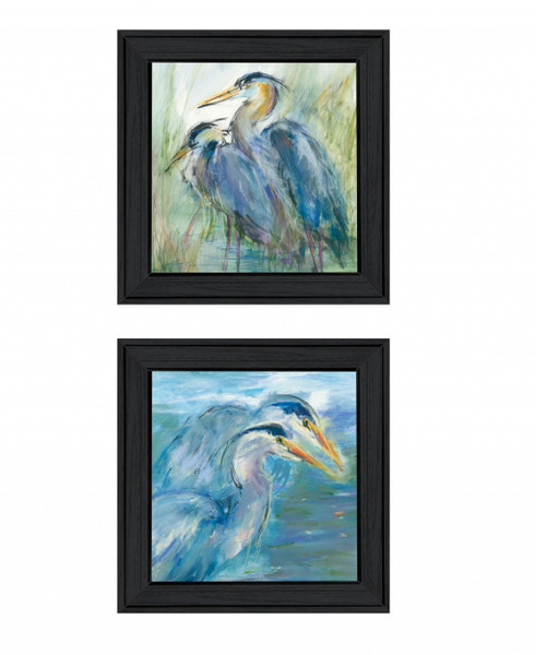 Set Of Two Herons 2 Black Framed Print Wall Art 408237 By Homeroots