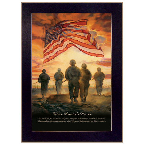 Bless Americas Heroes Black Framed Print Wall Art 415331 By Homeroots