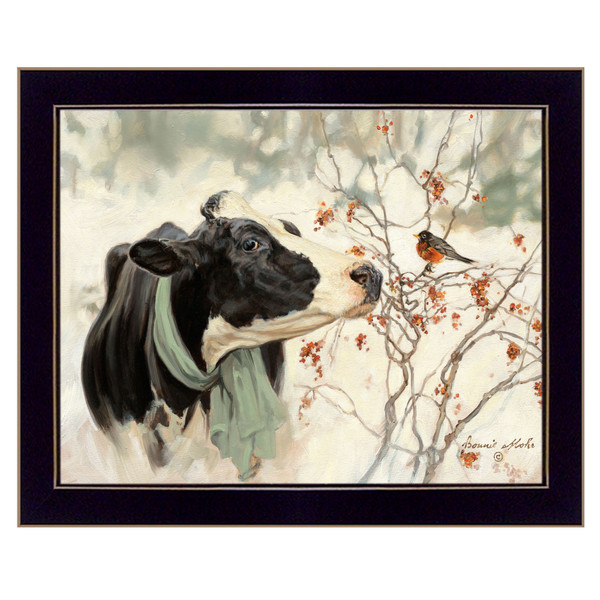 The Winter Robin 1 Black Framed Print Wall Art 415342 By Homeroots