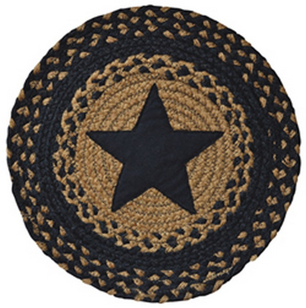 Star Braided Mat Black G01933 By CWI Gifts