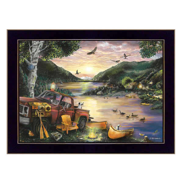 Lakefront Camping I 1 Black Framed Print Wall Art 415877 By Homeroots