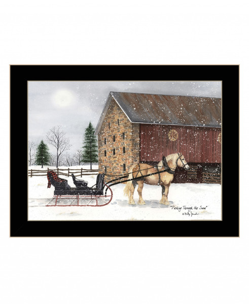 Dashing Though The Snow Black Framed Print Wall Art 416092 By Homeroots