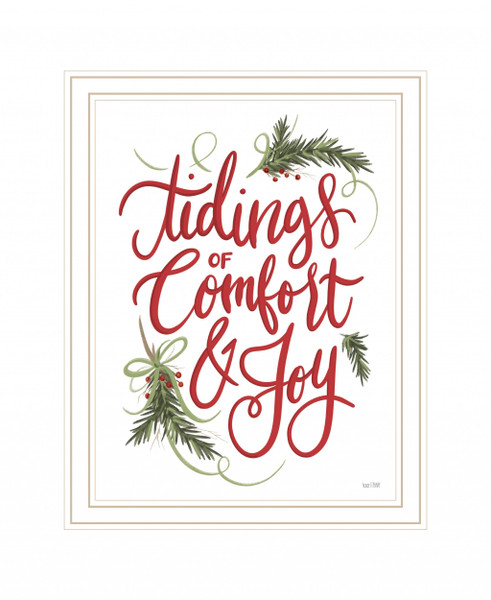 Tidings Of Comfort & Joy 1 White Framed Print Wall Art 416148 By Homeroots