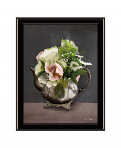 Vintage Floral Tea Pot 2 Black Framed Print Wall Art 416213 By Homeroots