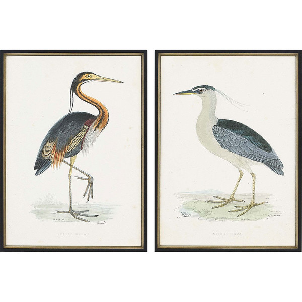 Set Of Two Herons Set Of 2 Black And Metallic Framed Print Wall Art 416315 By Homeroots