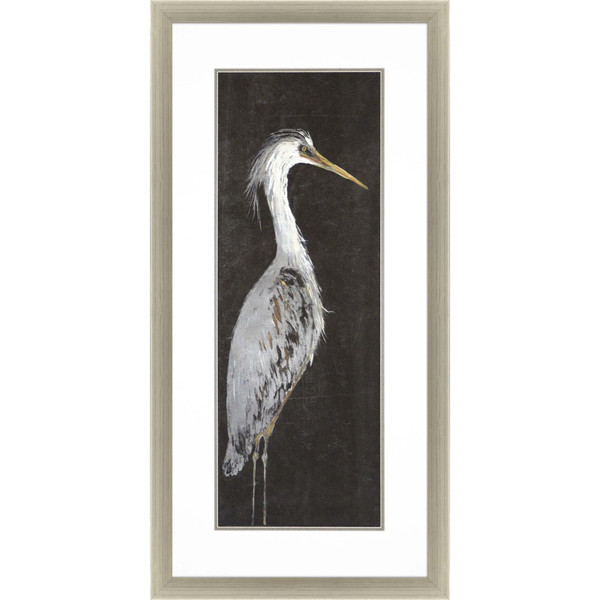 Heron On Black Ii Silver Picture Frame Print Wall Art 416316 By Homeroots