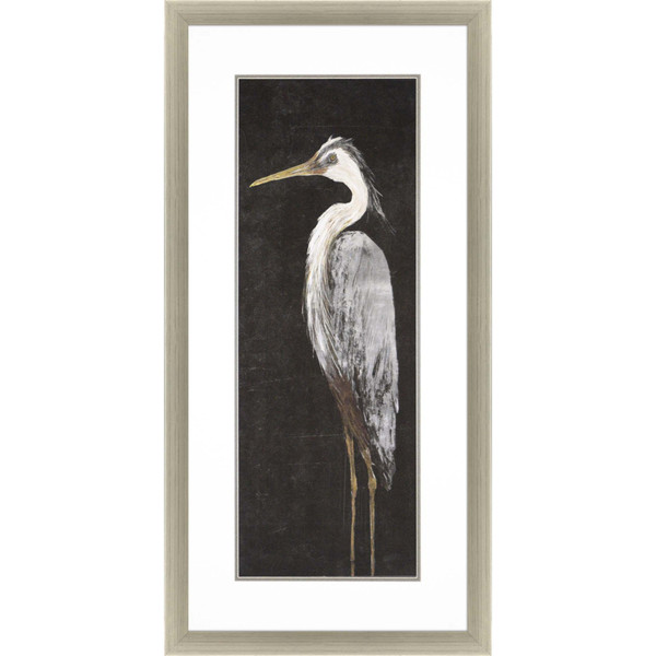 Heron On Black I Framed Art Silver Picture Frame Print Wall Art 416317 By Homeroots