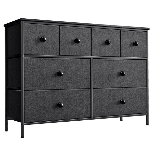 40" Black And Gray Eight Drawer Fabric Dresser 438316 By Homeroots
