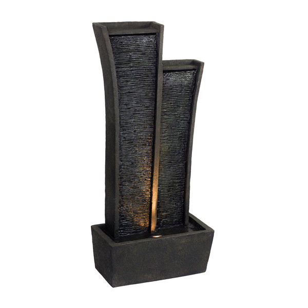 41" Grey Polyresin Tower Indoor Outdoor Tabletop Fountain 468296 By Homeroots