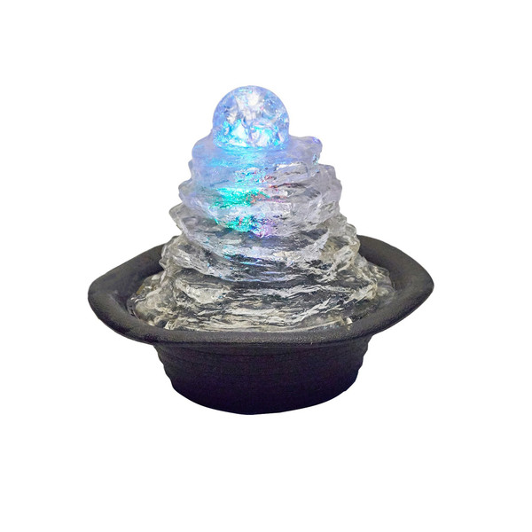 8" Clear Polyresin Tabletop Fountain With Led 468343 By Homeroots