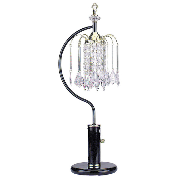 27" Black And Gold Metal Faux Crystal Chandelier Table Lamp 468574 By Homeroots