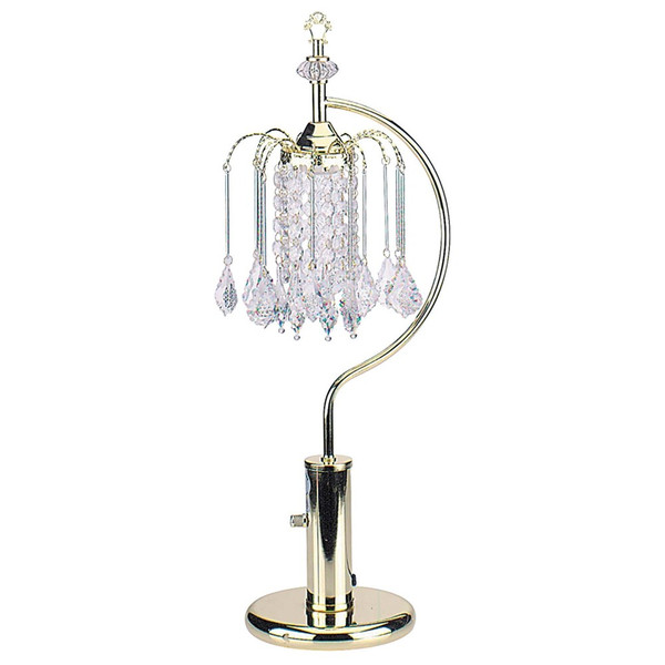 27" Gold Metal Chandelier Faux Crystal Table Lamp 468575 By Homeroots