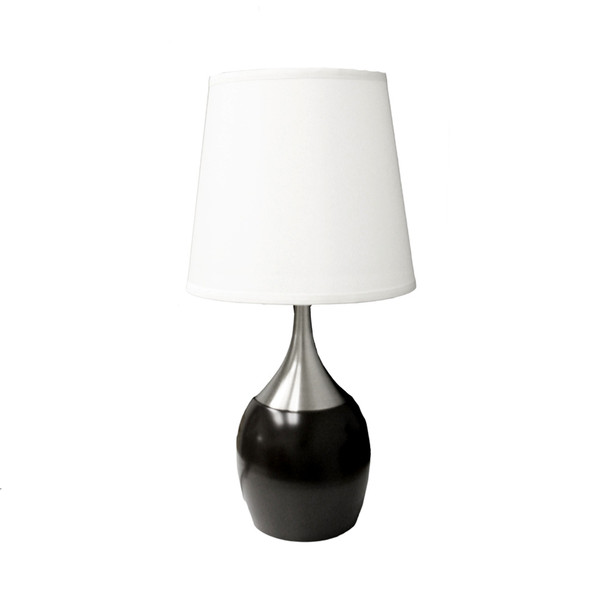 25" Black And Silver Gourd Table Lamp With White Tapered Drum Shade 468587 By Homeroots