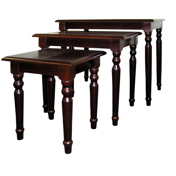Set Of Three 19" Dark Brown Wood Rectangular Nested Tables 469056 By Homeroots