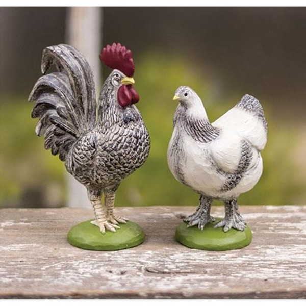 2/Set Resin Rooster & Hen G11523 By CWI Gifts