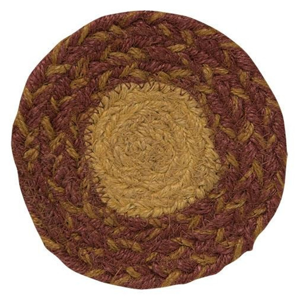 Burgundy & Tan Coaster - 5" G12433R By CWI Gifts