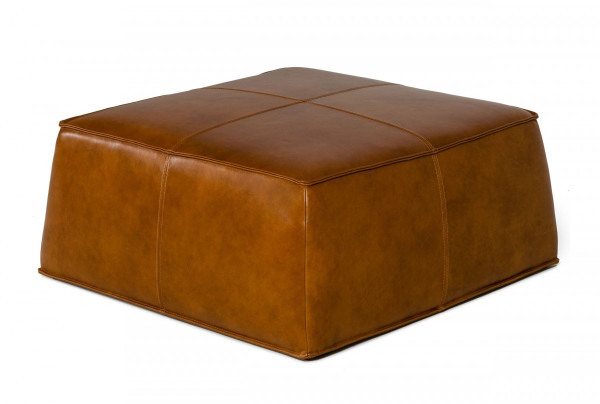 Modern Square Camel Leather Ottoman 473169 By Homeroots