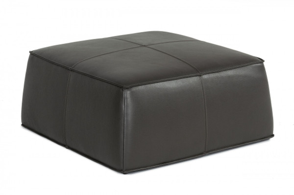 Modern Square Dark Grey Leather Ottoman 473170 By Homeroots