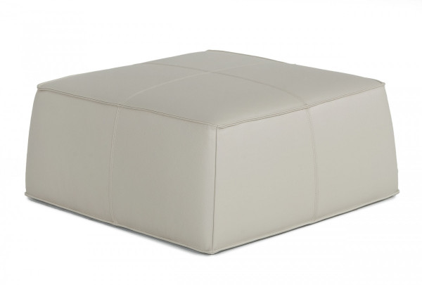 Modern Square Light Grey Leather Ottoman 473171 By Homeroots