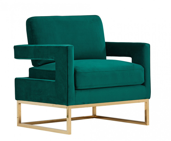 Stylish Green Velvet And Gold Steel Chair 473812 By Homeroots
