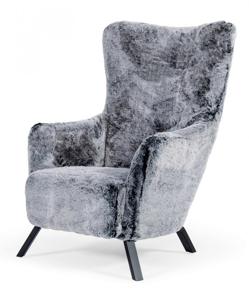 Mid Century Glam Grey Faux Fur Accent Chair 473829 By Homeroots