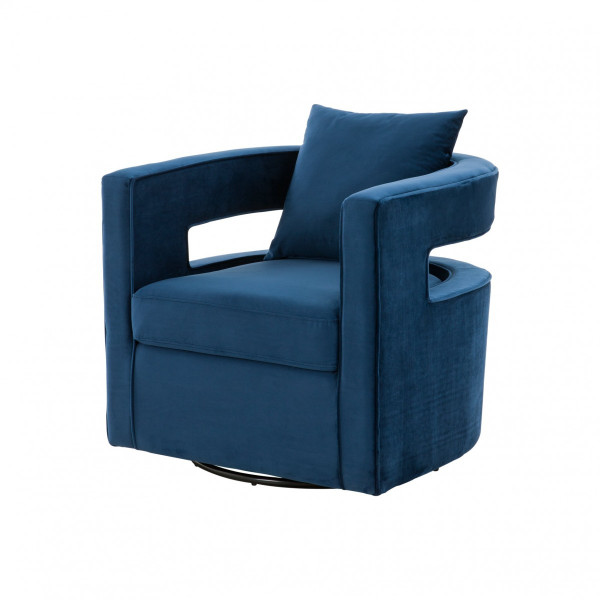 Stylish Blue Velvet Swivel Chair 473850 By Homeroots
