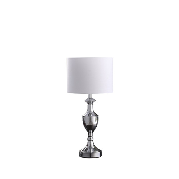 22" Silver Metal Standard Table Lamp With White Shade 475648 By Homeroots