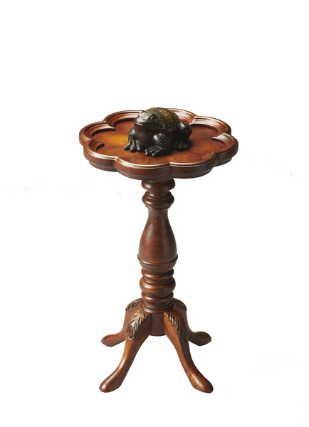 20" Medium Brown And Olive Ash Wood Floral Top End Table 476434 By Homeroots