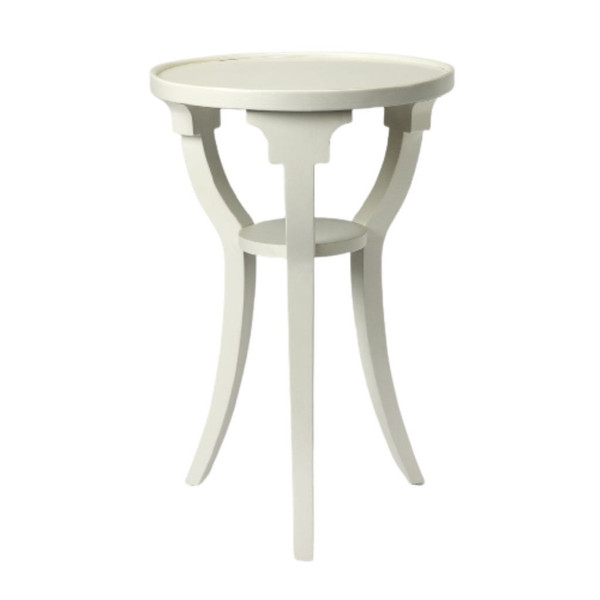 24" White And Cottage White Manufactured Wood Round End Table With Shelf 476455 By Homeroots