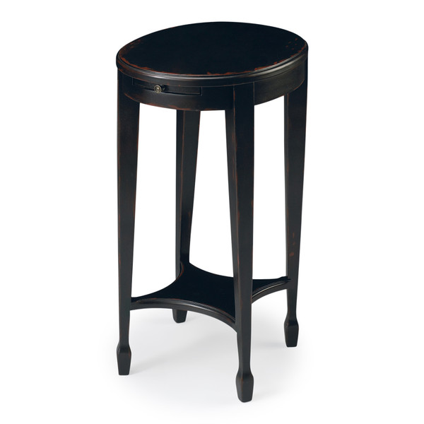 26" Rustic Black Manufactured Wood Oval End Table With Shelf 476464 By Homeroots