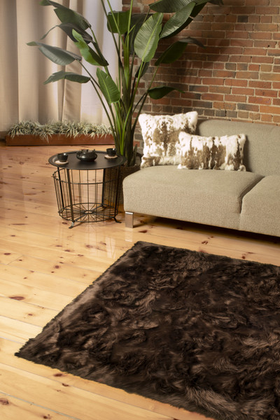 5' X 8' Chocolate Faux Fur Non Skid Area Rug 476675 By Homeroots