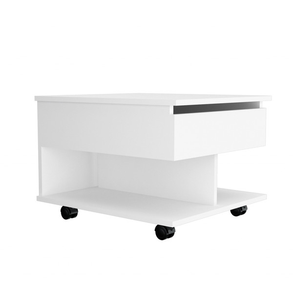 22" White Manufactured Wood Rectangular Lift Top Coffee Table With Drawer 477828 By Homeroots