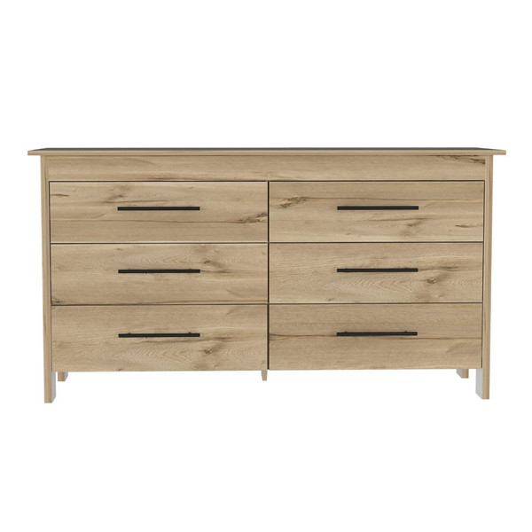 59" Light Oak And White Manufactured Wood Four Drawer Double Dresser 478265 By Homeroots
