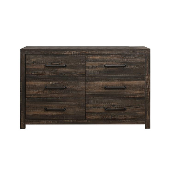 60" Dark Oak Solid Wood Six Drawer Double Dresser 478654 By Homeroots