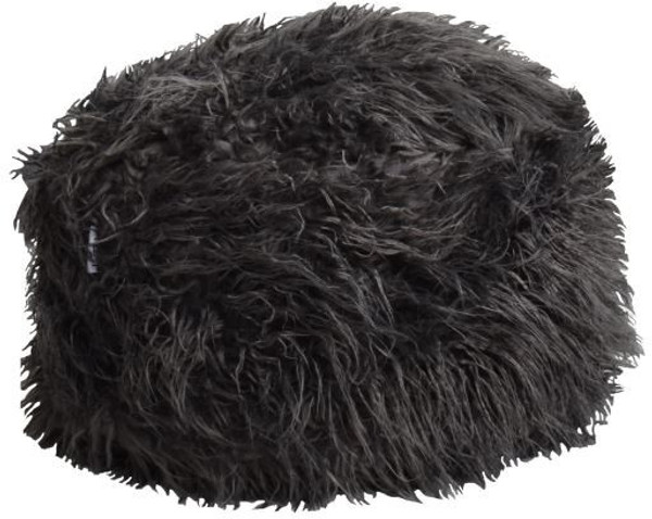 18" Round Black Faux Fur Pouf Ottoman 479226 By Homeroots
