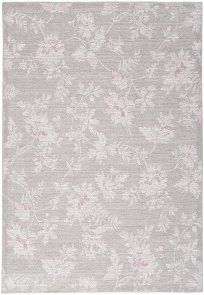 5' X 7' Neutral Gray With A Pop Of Pink Floral Area Rug 479715 By Homeroots