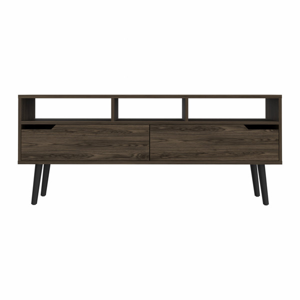 54" Dark Walnut Manufactured Wood Open Shelving Tv Stand 479996 By Homeroots