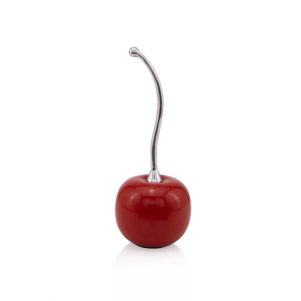 14" Red And Silver Enamel Cherry Sculpture 480032 By Homeroots