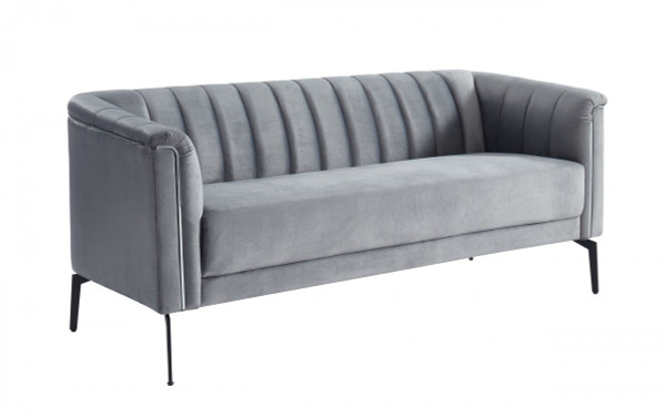Urban 76" Grey Velvet Sofa With Tufted Back 480906 By Homeroots