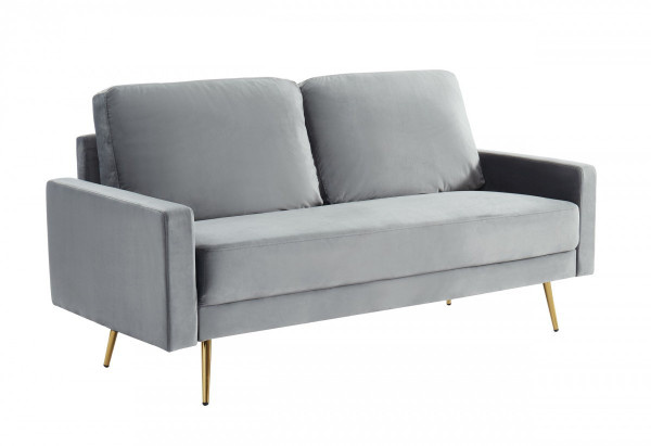 Compact 72" Grey Velvet Sofa With Two Cushions 480917 By Homeroots